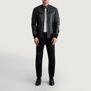 Detailansicht of Band with Snap Button &amp; Zipper Hardware on Men's Sven Mocha Suede Bomber Jacket