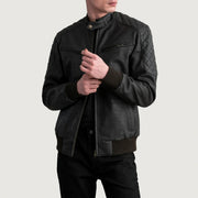 Sven Leder-Bomberjacke für Herren – Zusätzliche Produktansicht 1