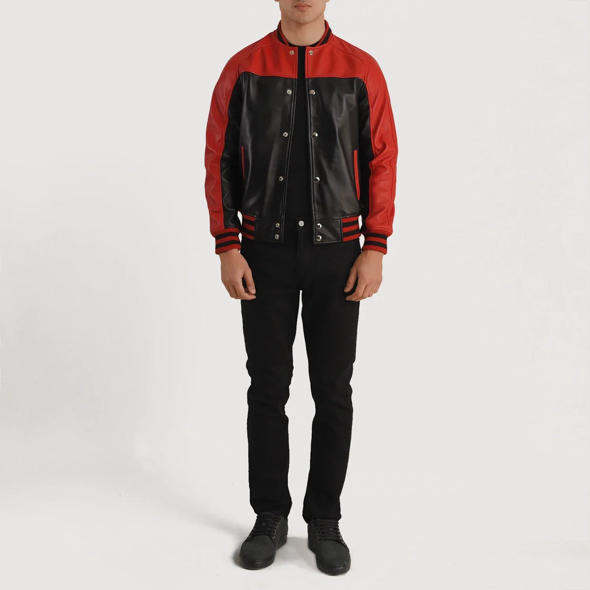 Terrance Schwarz Varsity Lederjacke für Herren – Zusätzliche Produktansicht 5