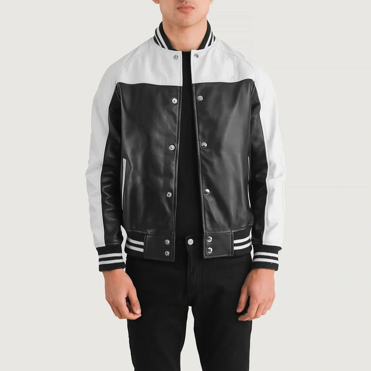 Terrance Schwarz Varsity Lederjacke für Herren – Zusätzliche Produktansicht 1
