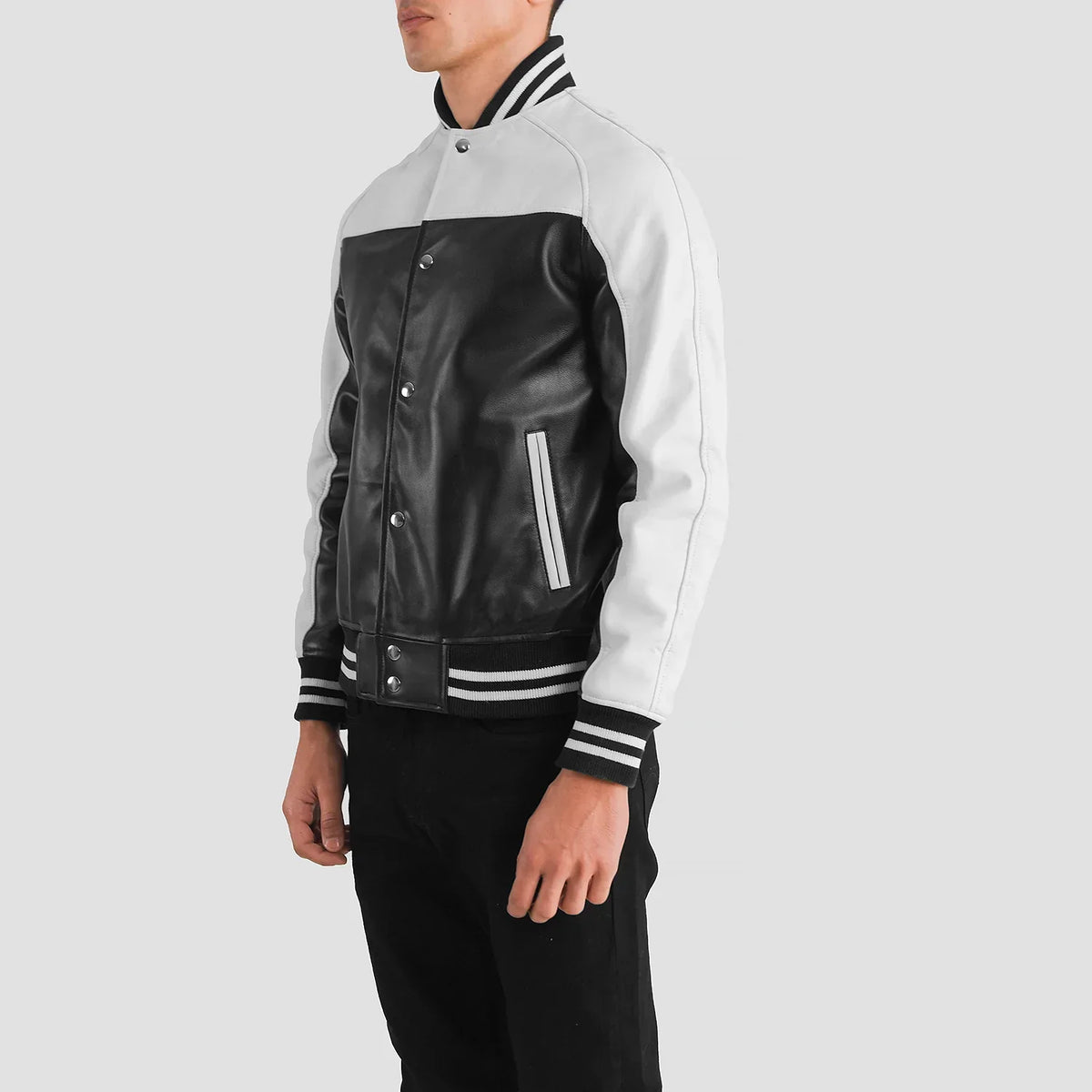Terrance Schwarz Varsity Lederjacke für Herren – Zusätzliche Produktansicht 2