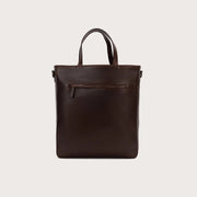 
Vintage Brown Full-Grain leather Bag - Rückansicht mit verstärkten Lederträgern & handwerklichen Nähten