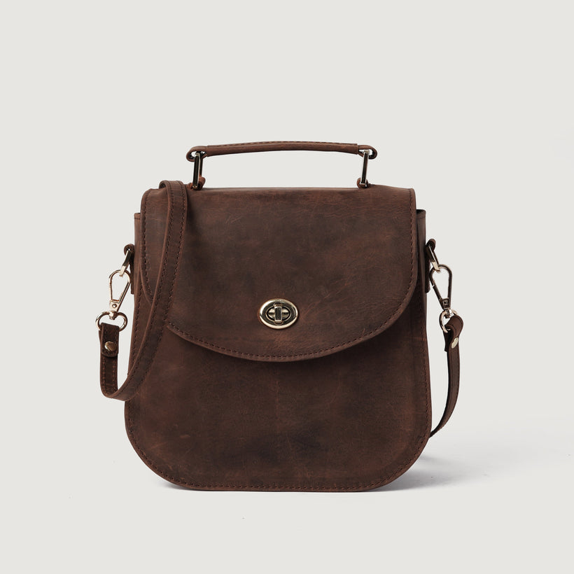 The Sandra Leather Saddle Bag
