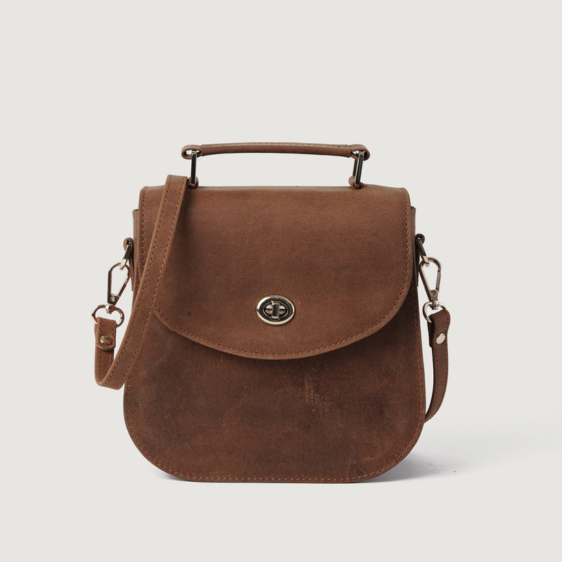The Sandra Vintage Hellbraun Leather Saddle Bag