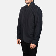 Black Synthetic Wool Winter Jacket - Rückansicht mit passgenauen Schultern &amp; sauberem Saum