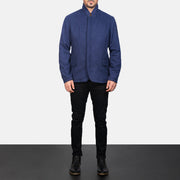 Men's Thomas Blau Wool Lederjacke für Herren - Seitenansicht mit ergonomischem Ärmelschnitt