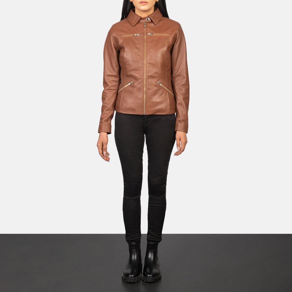 Tomachi Rot Lederjacke für Damen – Zusätzliche Produktansicht 3