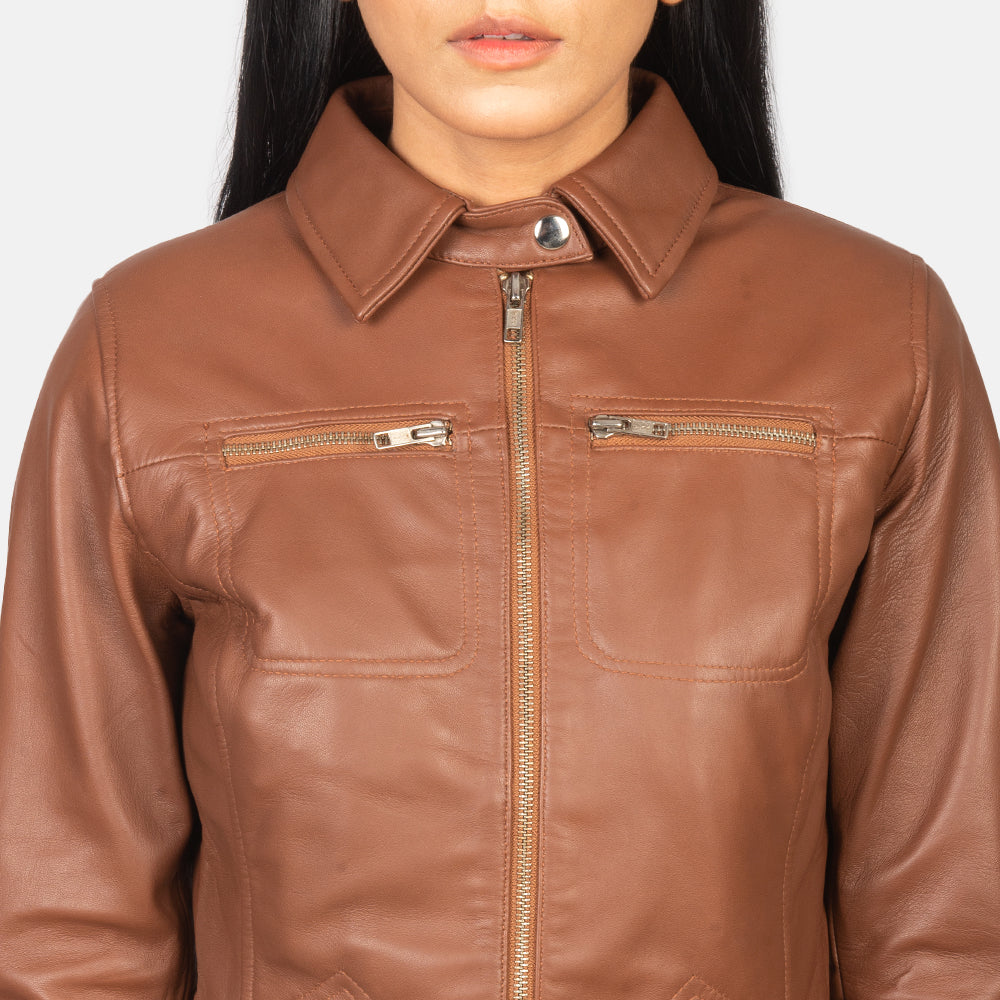 Tomachi Rot Lederjacke für Damen – Zusätzliche Produktansicht 6