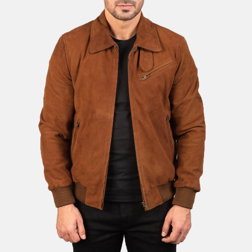 Tomchi Hellbraun Suede Lederjacke für Herren