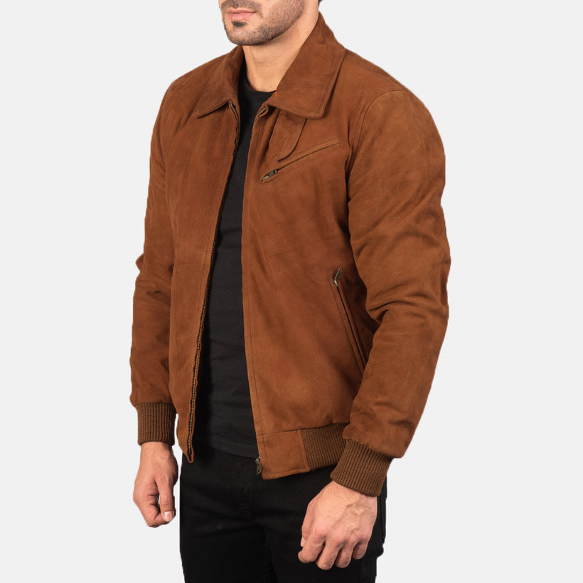 Tomchi Hellbraun Suede Lederjacke für Herren