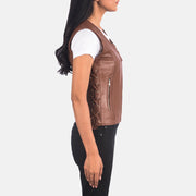 Brown Sheepskin Leather Biker Jacket - Rückansicht mit passgenauen Schultern &amp; sauberem Saum