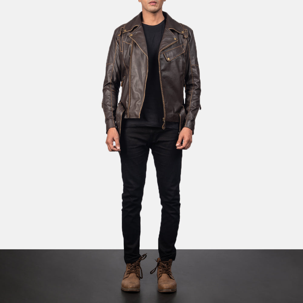 Vincent Schwarz Leder-Bikerjacke für Herren – Zusätzliche Produktansicht 4