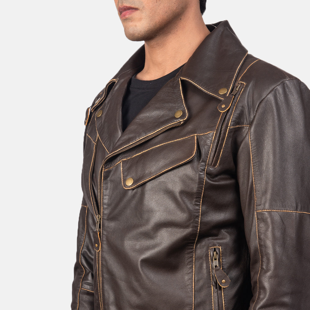 Vincent Schwarz Leder-Bikerjacke für Herren – Zusätzliche Produktansicht 6