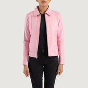 
Vixen Pink Classic Collar Leather Jacket in Pink Sheepskin Leather - Vorderansicht & maßgeschneiderte Silhouette | Online Kaufen