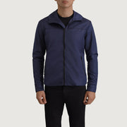 
Detailansicht of Classic Collar & Zipper With Inside Wind Flap. Hardware on Wesley Blau Hooded Windbreaker Lederjacke für Herren