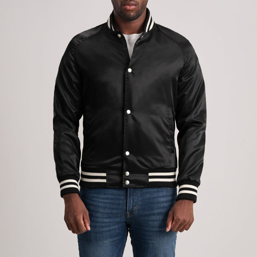 Xander Schwarz Varsity Lederjacke für Herren