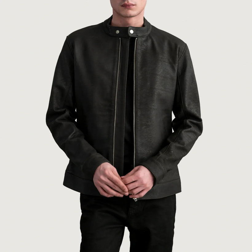 Zen Tumbled Braun Leder-Bikerjacke für Herren
