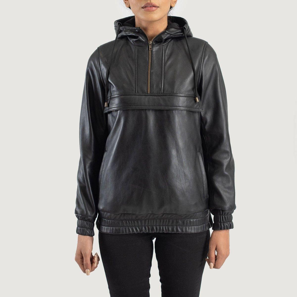 Zest Hooded Pullover Lederjacke für Damen – Zusätzliche Produktansicht 1