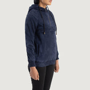 Blue Sheepskin suede Jacket - Rückansicht mit passgenauen Schultern &amp; sauberem Saum