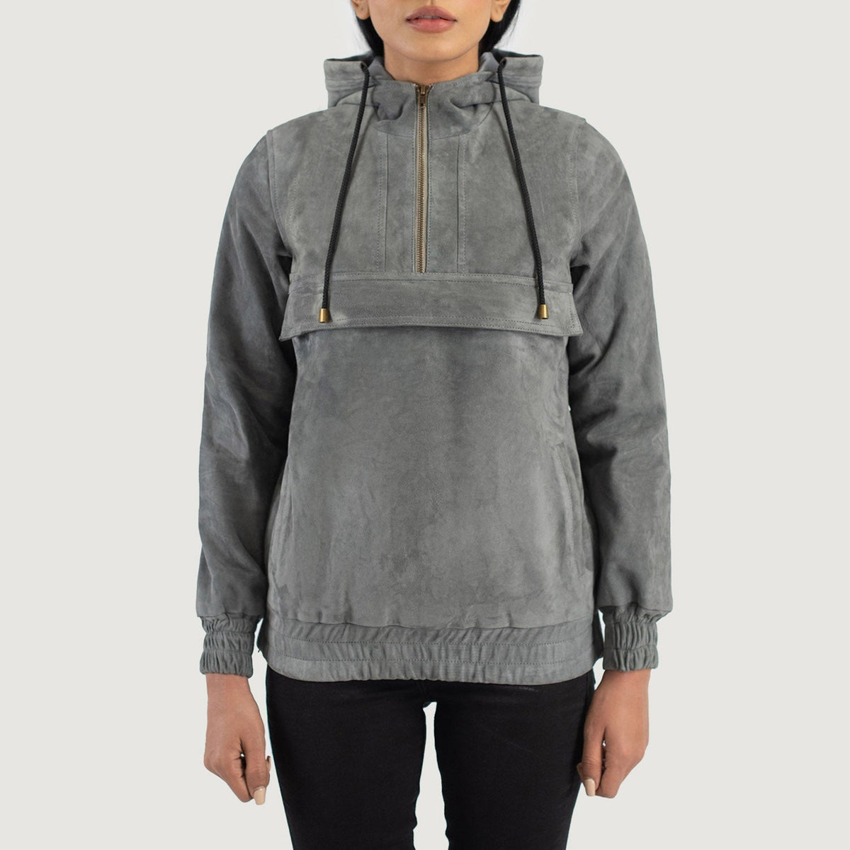 Zest Hooded Pullover Lederjacke für Damen – Zusätzliche Produktansicht 1