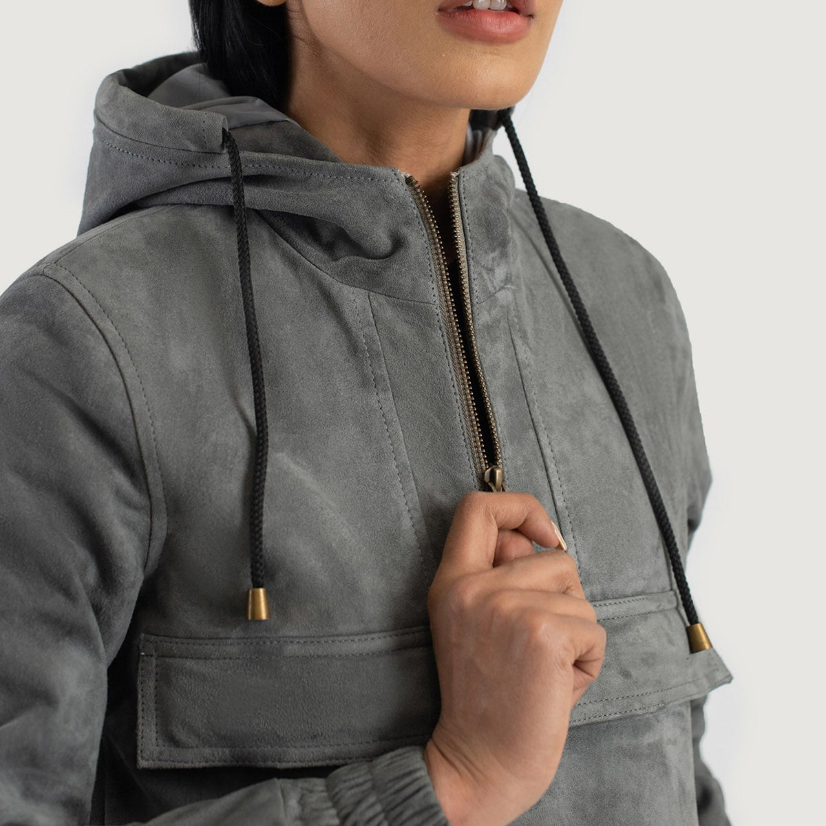 Zest Hooded Pullover Lederjacke für Damen – Zusätzliche Produktansicht 4